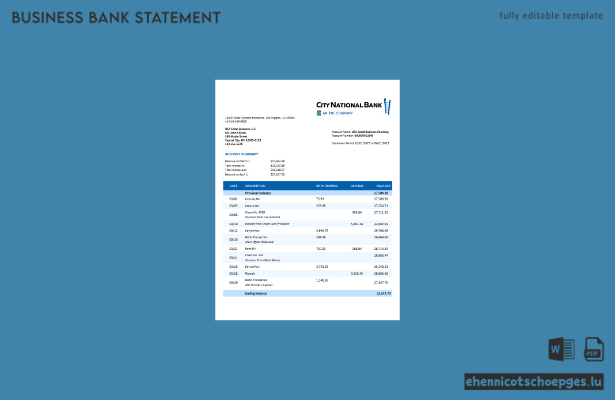 Organisationsdokument der City National Bank (Beispiel als Word- und PDF-Datei)
